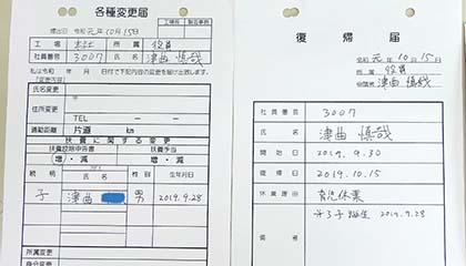 社長が育休を取ったときの申請書類