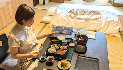 皆生温泉海潮園での昼食風景